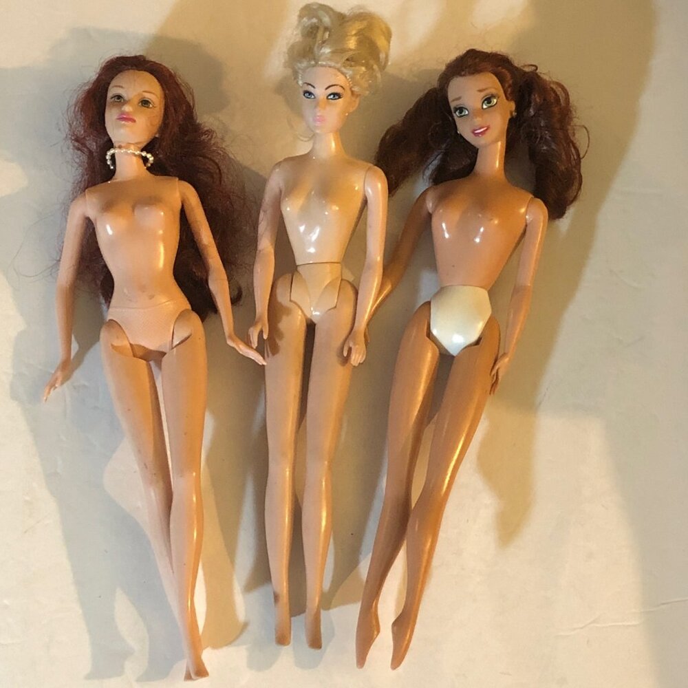 Set of 3 Barbie Dolls - VINTAGE Original MATTEL BARBIE - MOVING ARMS